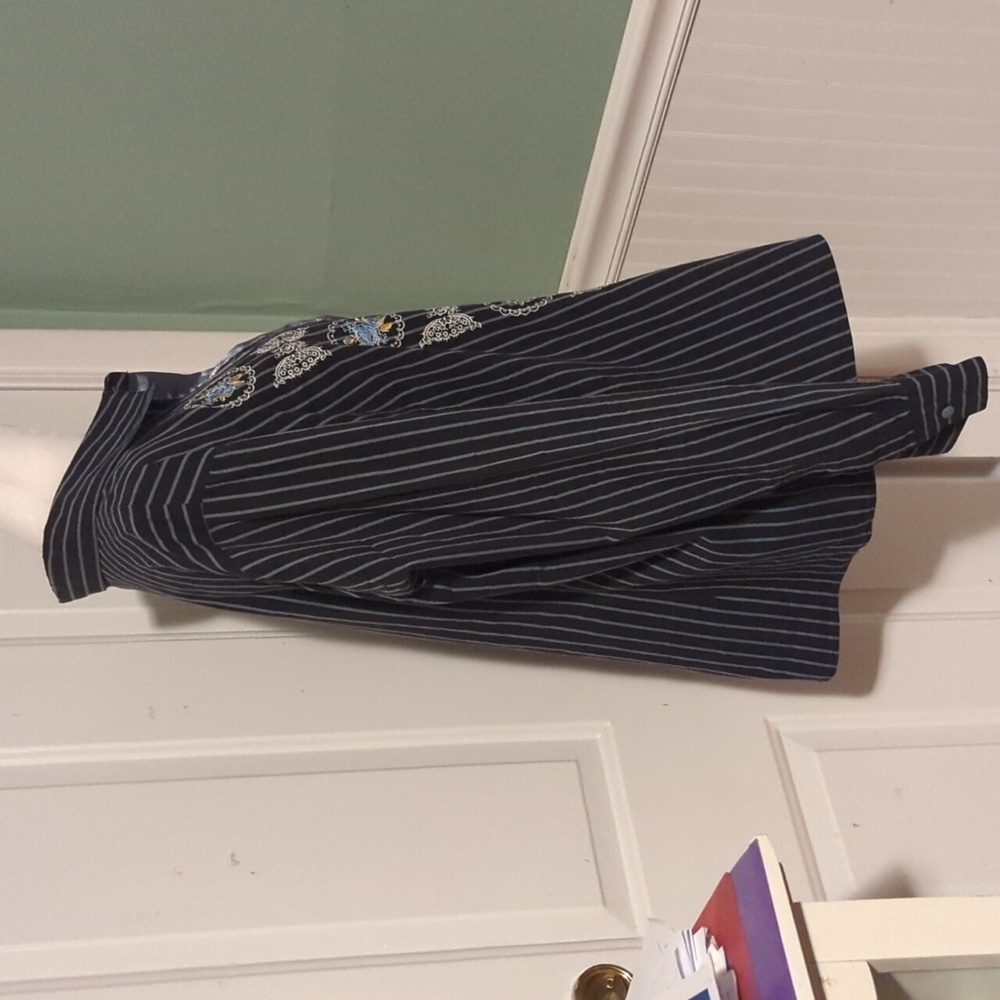 Lane Bryant Pinstriped Long Sleeve Collared Shirt Plus Size Country Western - Picture 10 of 12